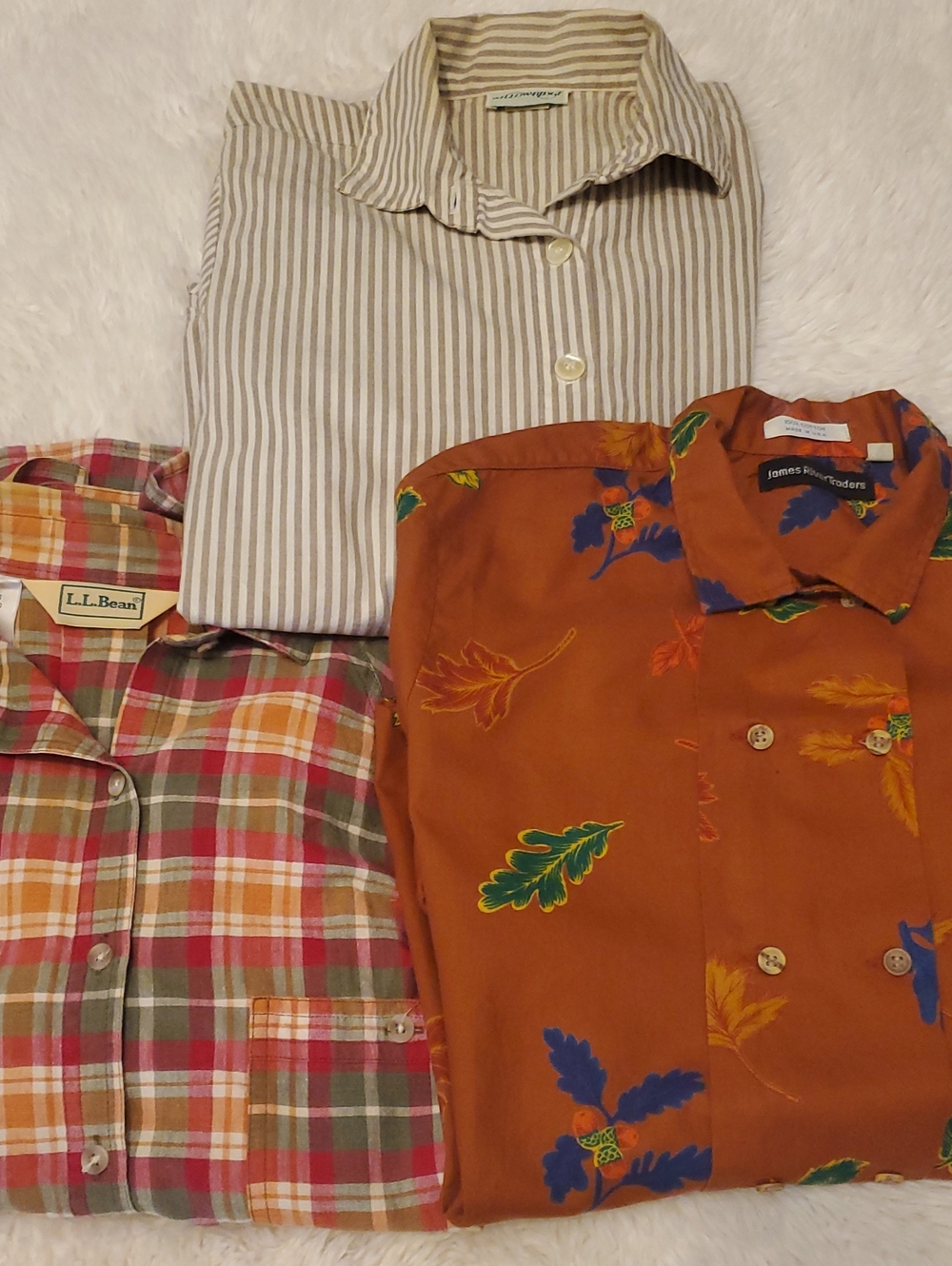BUNDLE OF 3..L.L. Bean Orange Floral Print  Button-Down Shirt